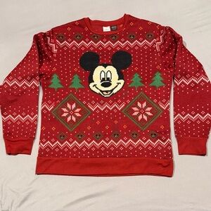 Mickey Mouse Holiday Sweater SZ Large Color Red GUC